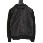Prada wool paneled nylon hooded jacket