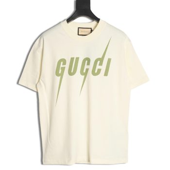 Gucci Avocado Lightning Print Short Sleeve T-shirt