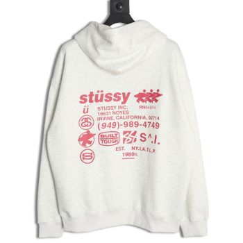 Stussy co-branded elements Logo plus velvet hooded zipper jacket