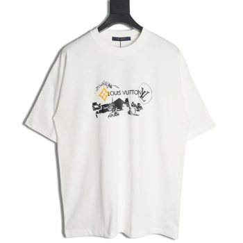 Louis Vuitton sketch lettering logo print short sleeves