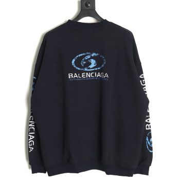Balenciaga distressed washed printed crew neck sweatshirt
