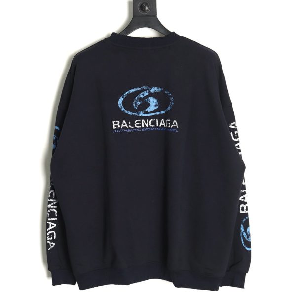 Balenciaga distressed washed printed crew neck sweatshirt