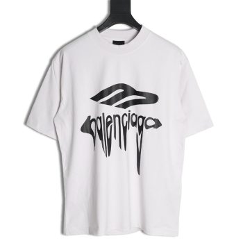 Balenciaga Art Letters Printed Washed Worn Short Sleeve T-Shirt
