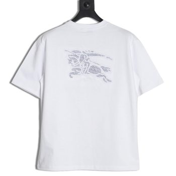Burberry Back Hollow Out Applique War Horse Short Sleeve T-Shirt