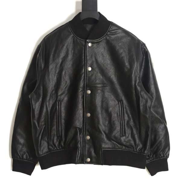 Givenchy 23FW patchwork leather baseball jacket