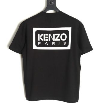 Kenzo black label white embroidered letter short sleeve T-shirt
