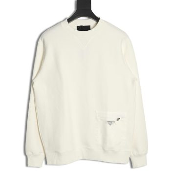 Prada triangle logo pocket crew neck sweatshirt