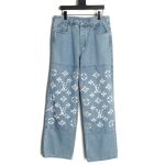 Louis Vuitton washed ripped jeans