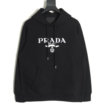 Prada Logo Embroidered Hoodie