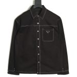 Prada triangle logo white line denim jacket