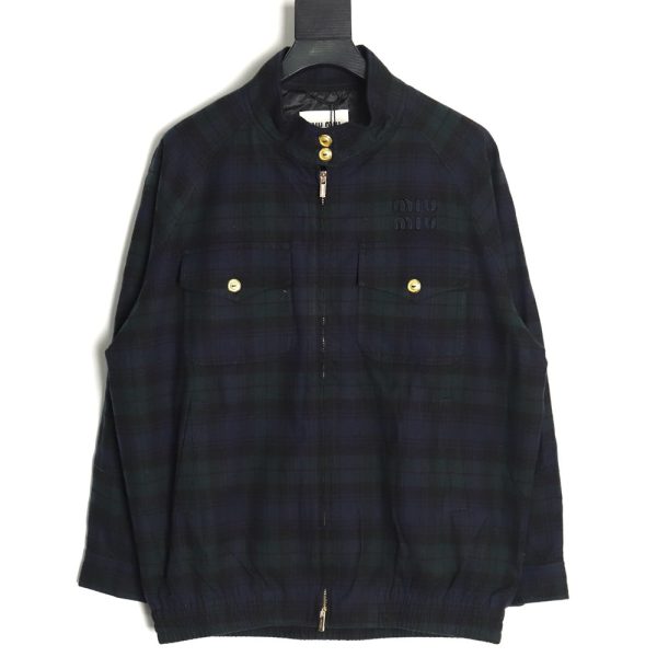Miu Miu embroidered monogram check jacket