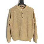 Loro Piana Henley-knit cotton crewneck sweater