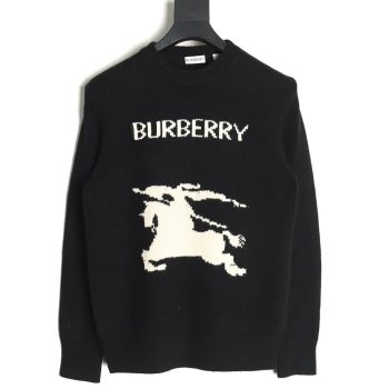 Burberry Equestrian Knight Logo Cashmere Blend Crew Neck Sweater TSK1