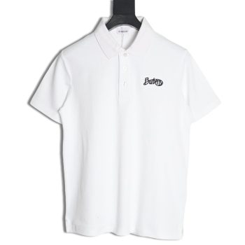 Burberry cursive embroidered signature short-sleeved polo shirt