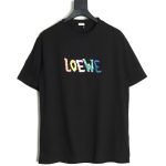 Loewe Rainbow Embroidered Round Neck Short Sleeve T-Shirt