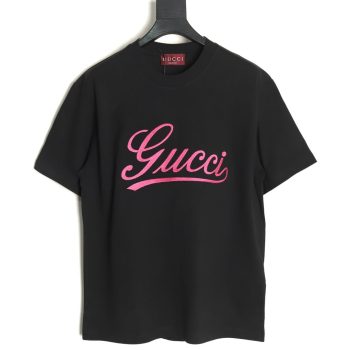 Gucci cursive logo embroidered short sleeves TSK1