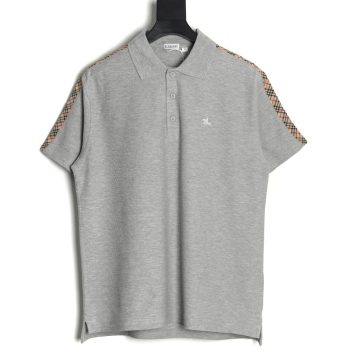 Burberry Warhorse Embroidery Check Shoulder Short Sleeve Polo Shirt TSK1