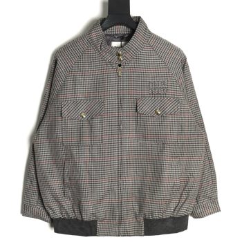 Miu Miu fine plaid stand collar zipper jacket