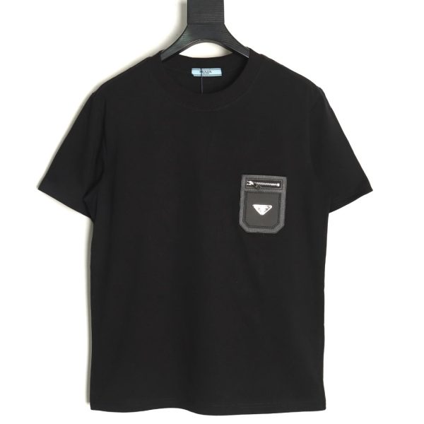 Prada triangle logo leather tag pocket short sleeves TSK1