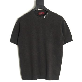 Gucci collar intarsia knitted short-sleeved T-shirt
