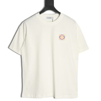 Loewe chest colorful logo embroidery logo short sleeve T-shirt