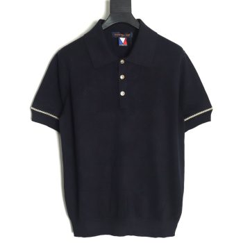 Louis Vuitton America's Cup Collection Gold Button Knitted Polo Short Sleeve