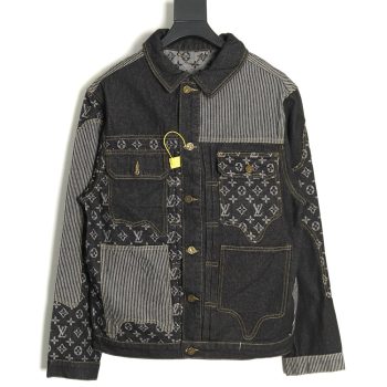 Louis vuitton patchwork contrast washed denim jacket 46-52