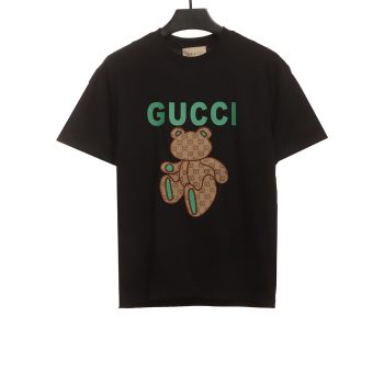 Gucci patchwork bear embroidered short sleeves