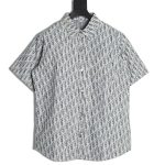 Dior all over print jacquard denim short sleeve shirt