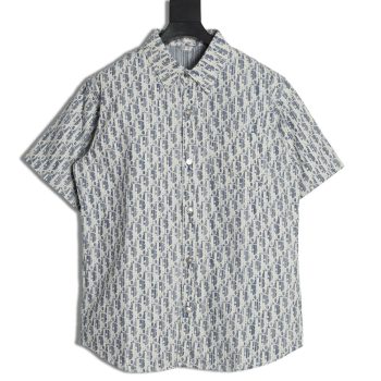 Dior all over print jacquard denim short sleeve shirt