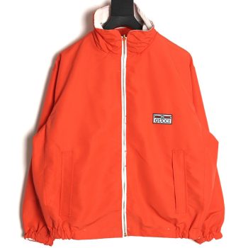 Gucci Red and Green Web Double-sided Windbreaker Hooded Jacket
