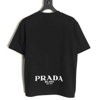 Prada Chest Triangle Logo Back Hem Letters Short Sleeves