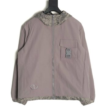 Dior patchwork letter embroidery hooded trench coat