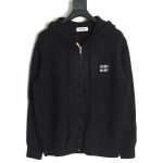 Miu Miu logo embroidered zip-up hooded sweater TSK1