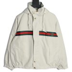 Gucci Red and Green Web Double-sided Windbreaker Hooded Jacket TSK1