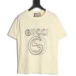 Gucci lines embroidery letters logo short sleeves
