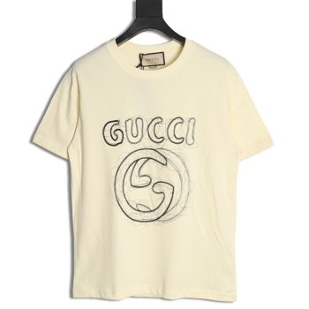 Gucci lines embroidery letters logo short sleeves