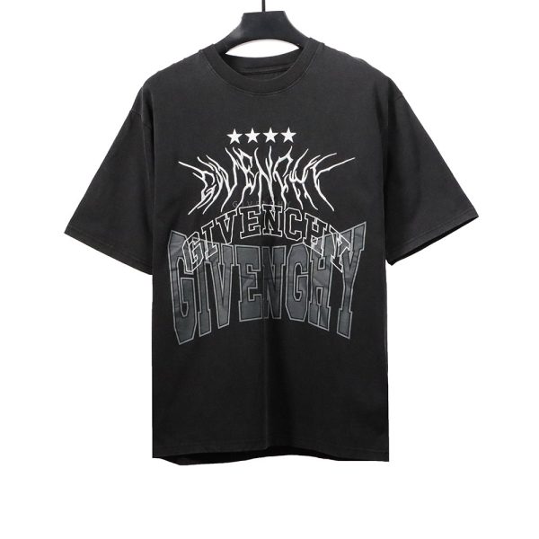 Givenchy washed letter embroidered short sleeves