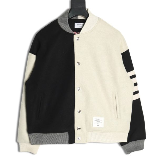 Thom Browne patchwork 4-bar baseball jersey jacket TSK1