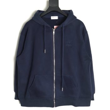 Miu Miu embroidered logo velvet zip-up jacket TSK2