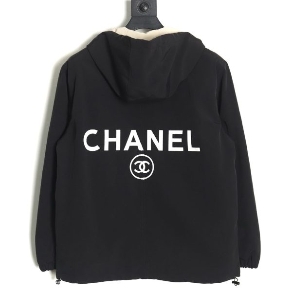 Chanel Embroidered Slogan Vintage Zipper Trench Coat TSK1