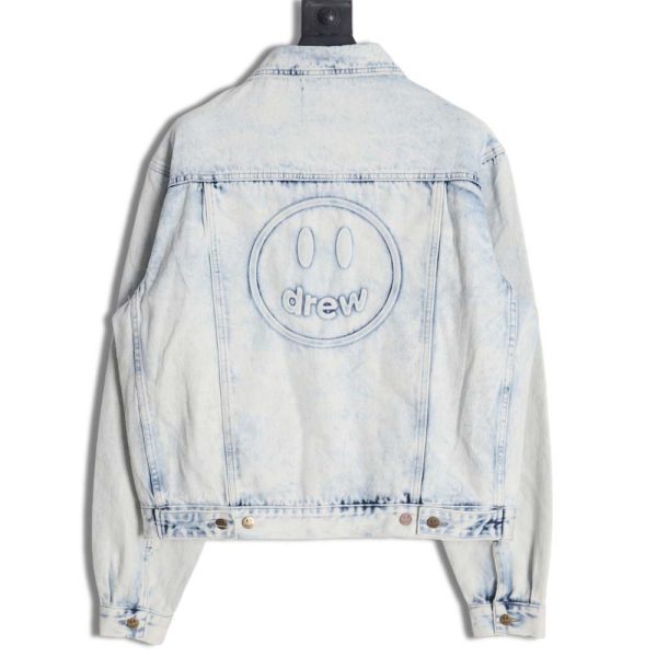 DREW House MascotDrew House 23Fw three-dimensional embossed smiley washed denim jacket