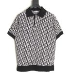 Dior classic monogram jacquard knitted Polo short sleeve