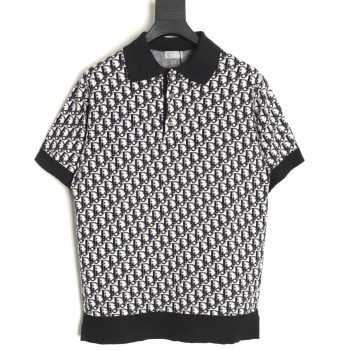Dior classic monogram jacquard knitted Polo short sleeve