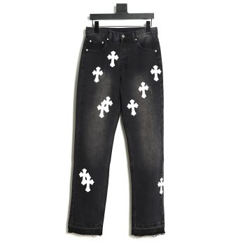 Chrome Hearts Classic Leather Label Cross Denim Trousers TSK3