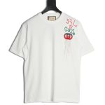 Gucci shoulder contrast logo tassel embroidered short sleeve T-shirt