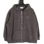 Miu Miu embroidered logo velvet zip-up jacket TSK1