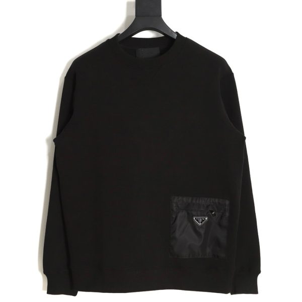 Prada 22Fw triangle pocket crew neck sweatshirt