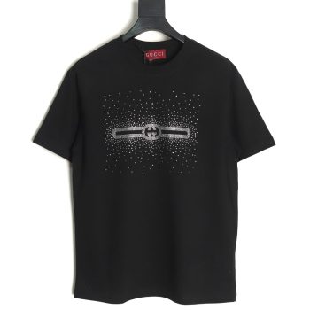 Gucci hot rhinestone letter logo short sleeves TSK1
