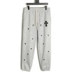 Chrome Hearts pressed leather cross embroidered cotton trousers